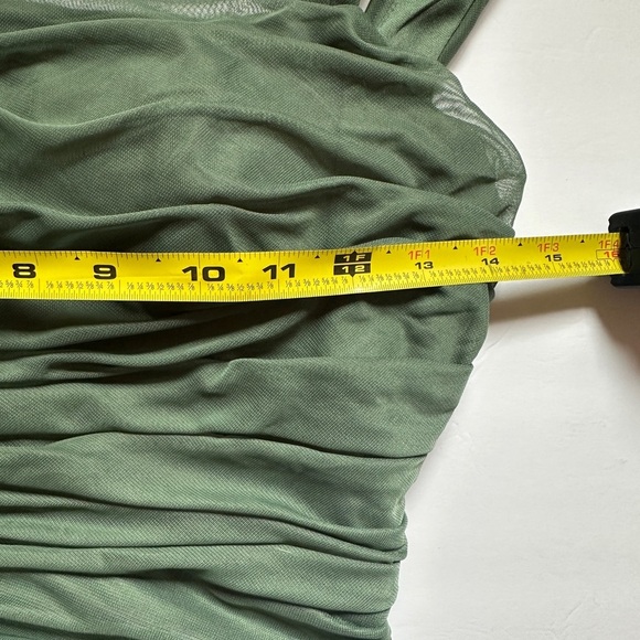 Azazie Sheath Bow Chiffon Dress | Sz A2 | Straight Neckline | ruched body - Picture 5 of 10